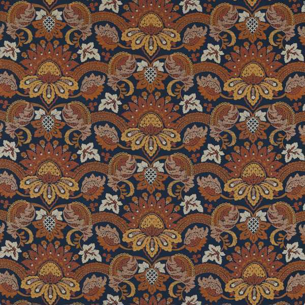 Pomegranate Velvet Indigo / Terracota — Zoffany fabric sample