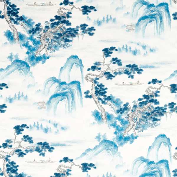 Floating Mountains Indigo — Zoffany fabric sample