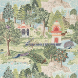 Zoffany Peacock Garden Green/Coral -tapetti