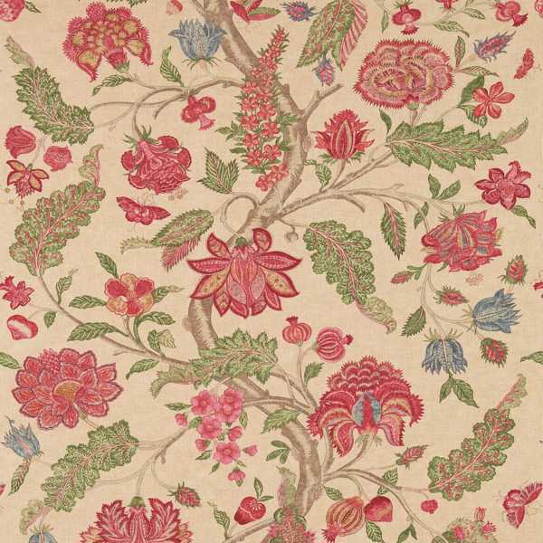 Kalamkari Red / Green — Zoffany -kangasnäyte