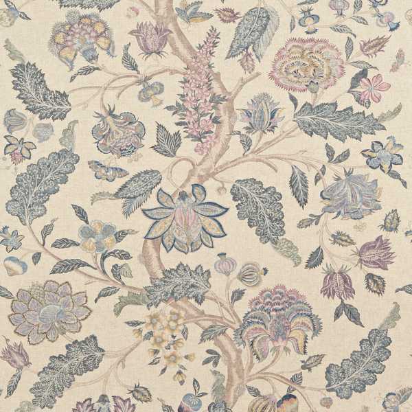 Kalamkari Blue / Lilac — Zoffany -kangasnäyte