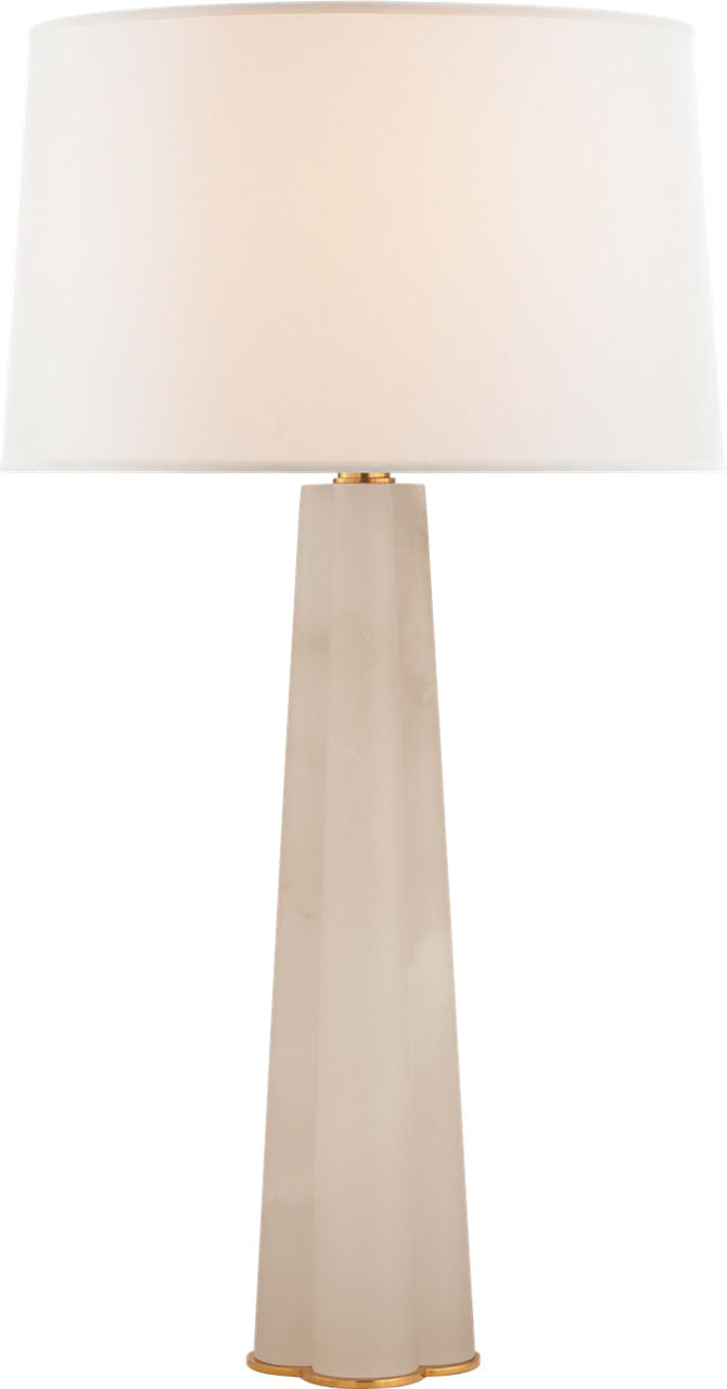 Adeline Large Quatrefoil Table Lamp — Suzanne Kasler for Visual Comfort & Co. — Alabaster with Linen Shade