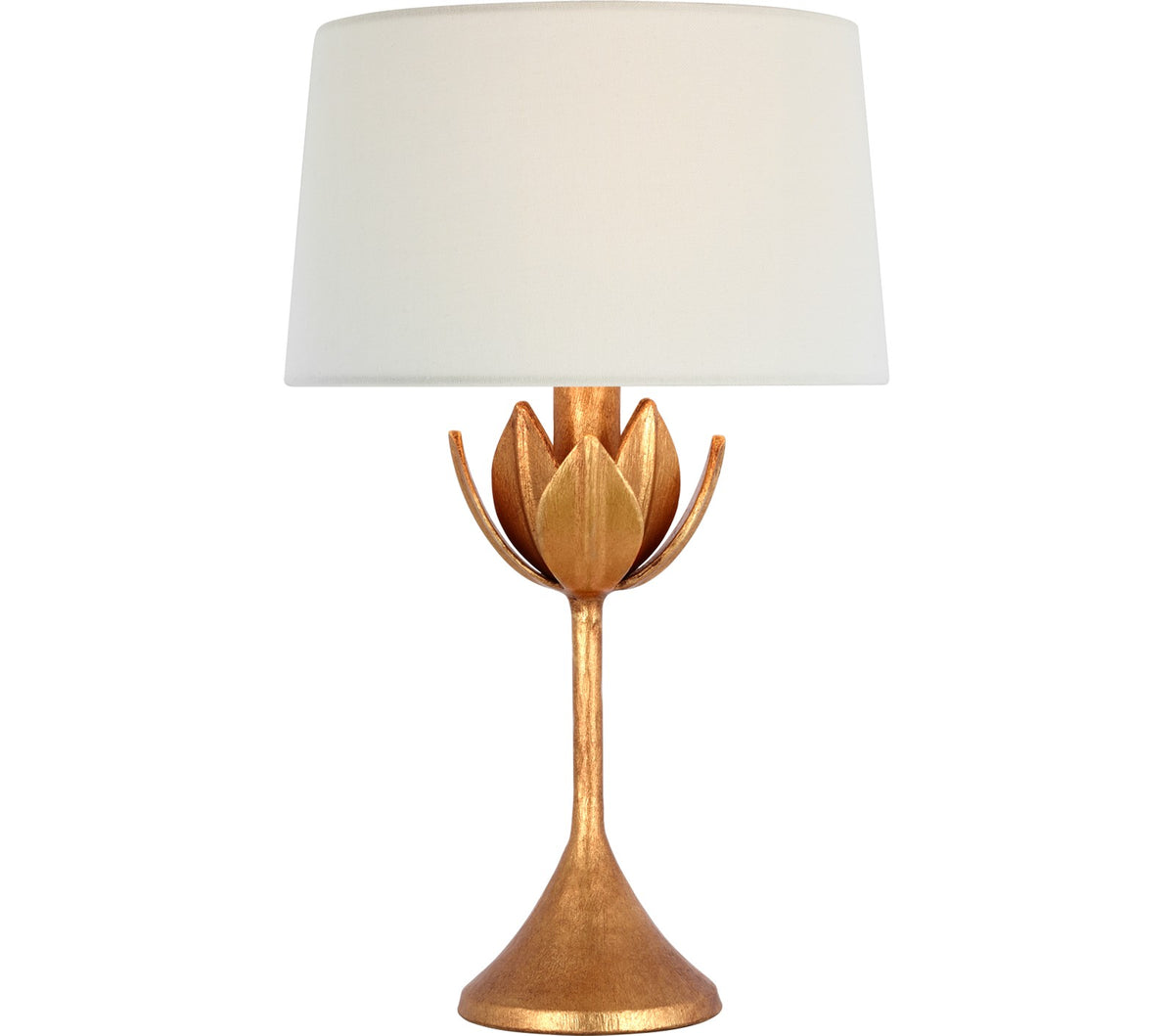 Alberto 17" Cordless Tischleuchte — Julie Neill for Visual Comfort & Co. — Antique Gold Leaf with Linen Shade
