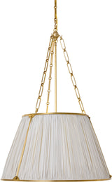 Allister 21" Taklampa — Schumacher for Visual Comfort & Co. — Hand-Rubbed Antique Brass with Schumacher Blue Charee Stripe Pleated Shade detaljbild
