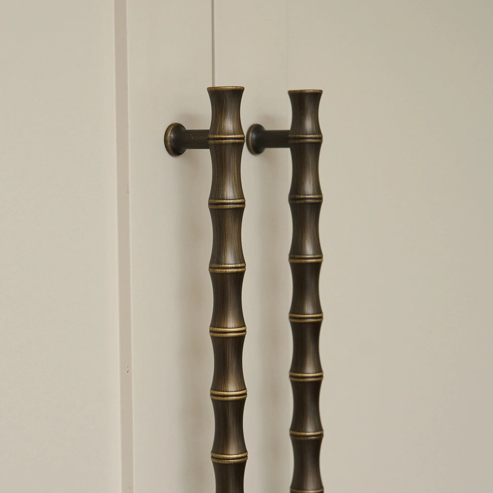 Grove Bamboo Cabinet Handle — Satin antique, satin lacquer. Design by Holly Oak House and Roseywood Interiors.