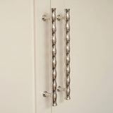 Grove Bamboo Cabinet Handle — room setting, Polished nickel plate