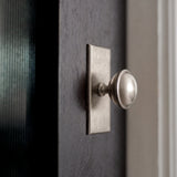 Queslett Cabinet Knob rectangular — room setting, Aged nickel