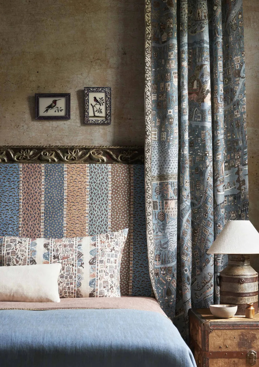 Asha Stripe Blue Almond — Lewis & Wood stof
