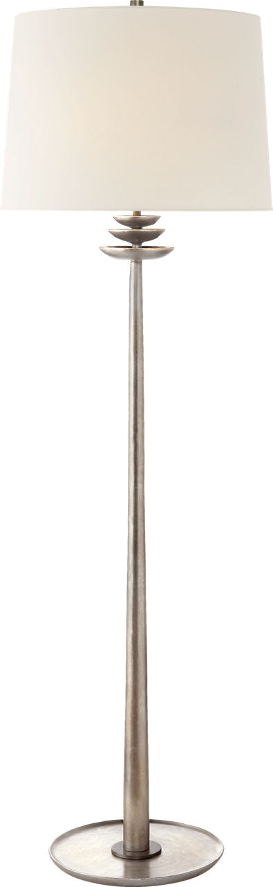 Beaumont-lattiavalaisin — Visual Comfort — Burnished Silver Leaf with Linen Shade