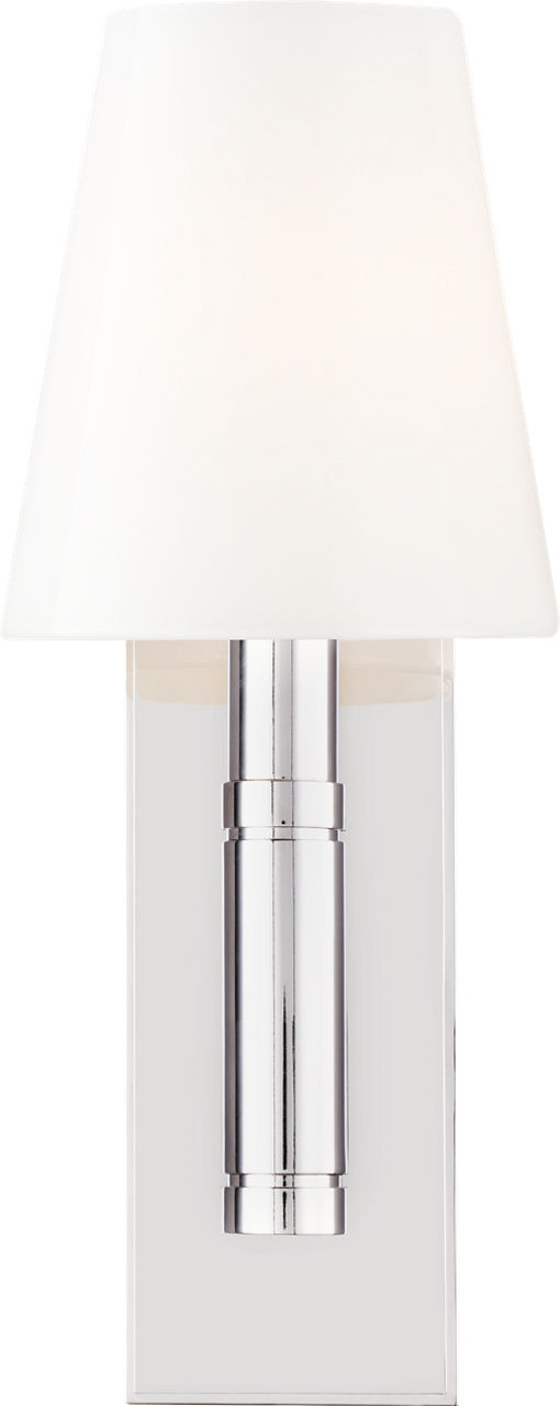 Beckham Classic Rectangular Wandlamp — Thomas O'Brien for Visual Comfort & Co. — Polished Nickel with White Glass