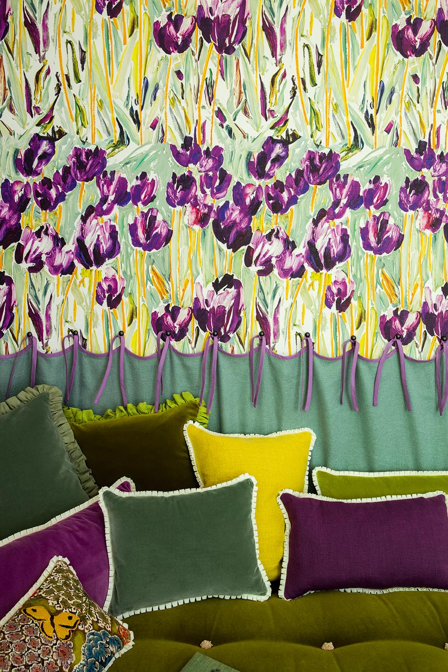 Black Tulips room setting — Pierre Frey wallpaper