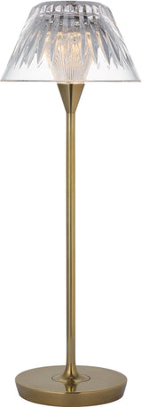 Blaze 16" Rechargeable Tafellamp — Waterford for Visual Comfort & Co. — Natural Brass with Clear Crystal