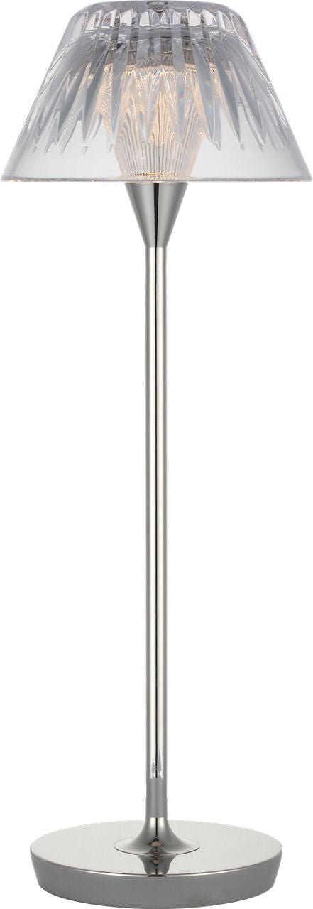 Blaze 16" Rechargeable Tafellamp — Waterford for Visual Comfort & Co. — Polished Nickel with Clear Crystal