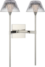 Blaze 19" 2 Light Tail Vägglampa — Waterford for Visual Comfort & Co. — Polished Nickel with Clear Crystal detaljbild