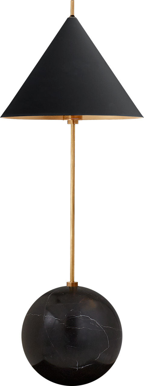 Cleo Orb Base Tafellamp — Kelly Wearstler for Visual Comfort & Co. — Antique-Burnished Brass with Black Shade