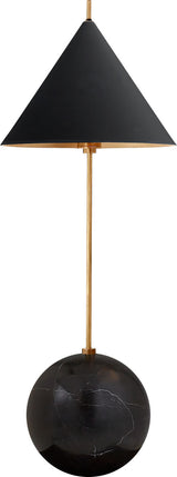 Cleo Orb Base Tafellamp — Kelly Wearstler for Visual Comfort & Co. — Antique-Burnished Brass with Black Shade