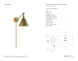 Boston Functional Single Arm Library Light Vägglampa — Chapman & Myers for Visual Comfort & Co. måttskiss