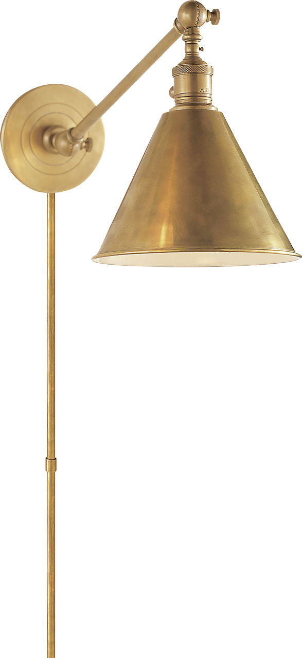 Boston Functional Single Arm Library Light Vägglampa — Chapman & Myers for Visual Comfort & Co. — Hand-Rubbed Antique Brass