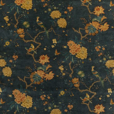 Oriental Bird Velvet Fabric Teal — G P & J Baker (prov)