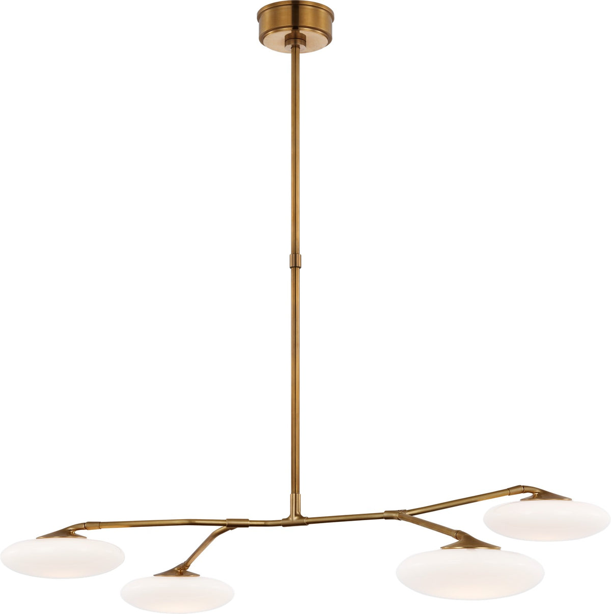 Brindille Large Four Light Kronleuchter — Visual Comfort — Soft Brass with White Glass