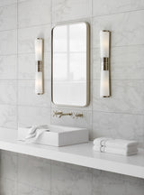 Carew Linear Vägglampa — Chapman & Myers for Visual Comfort & Co. — Polished Nickel with White Glass miljöbild