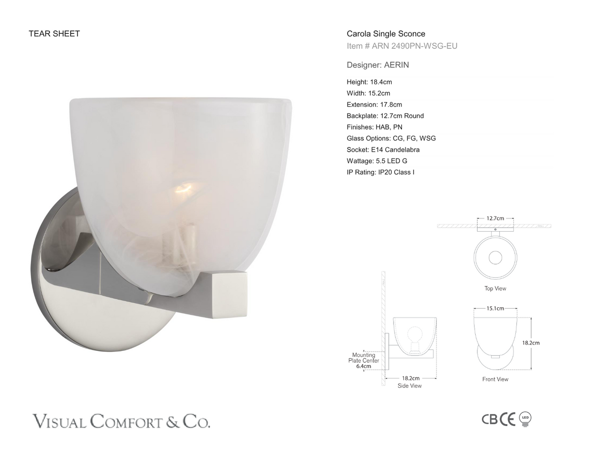 Carola Single Wandlamp maatschets