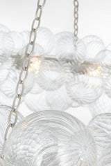 Talia 63" Ring Takkrona — Julie Neill for Visual Comfort & Co. — Burnished Silver Leaf and Clear Swirled Glass detaljbild