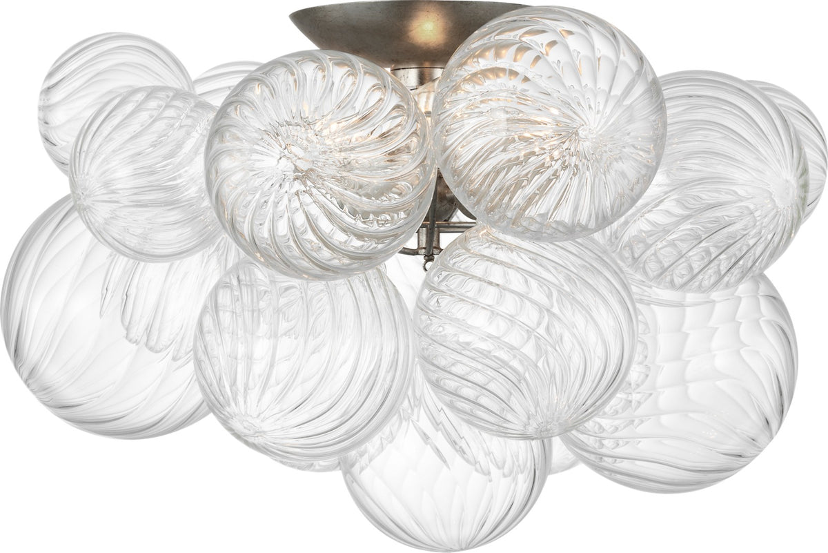 Talia 20" -plafondi — Julie Neill for Visual Comfort & Co. — Burnished Silver Leaf and Clear Swirled Glass