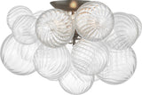 Talia 20" -plafondi — Julie Neill for Visual Comfort & Co. — Burnished Silver Leaf and Clear Swirled Glass