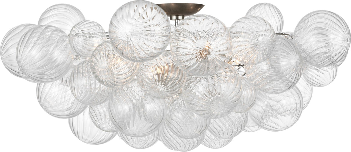 Talia 38" -plafondi — Julie Neill for Visual Comfort & Co. — Burnished Silver Leaf and Clear Swirled Glass