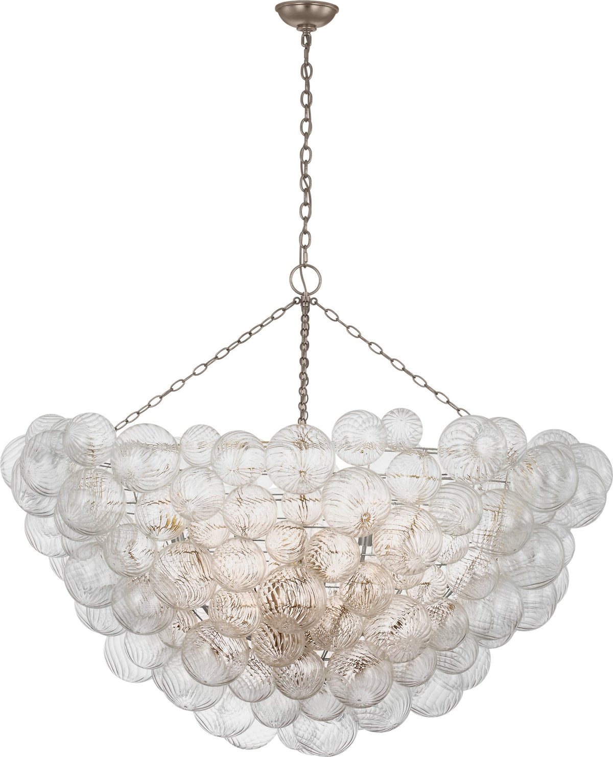 Talia 56" Kronleuchter — Julie Neill for Visual Comfort & Co. — Burnished Silver Leaf and Clear Swirled Glass