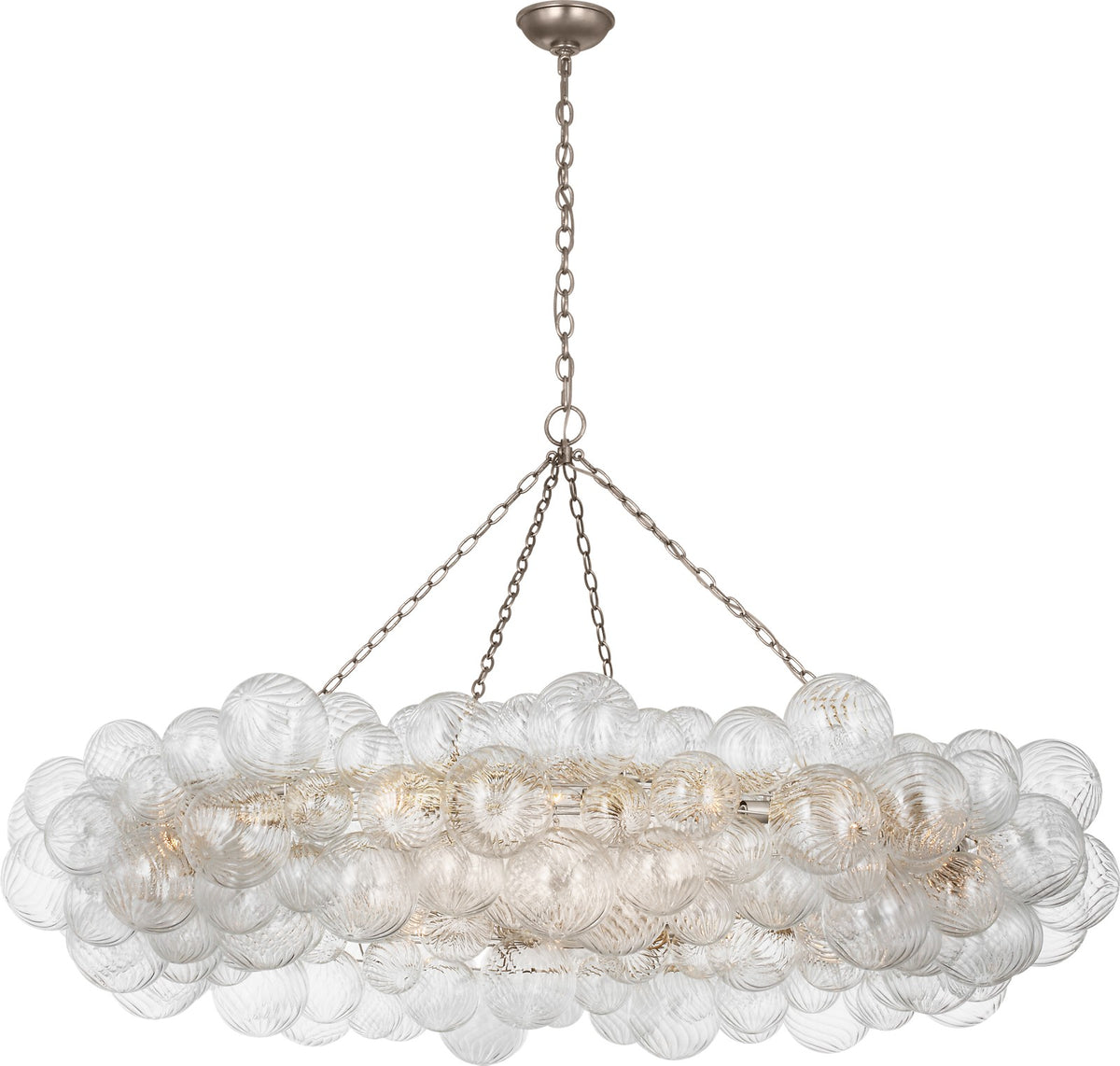 Talia 63" Ring -kattokruunu — Julie Neill for Visual Comfort & Co. — Burnished Silver Leaf and Clear Swirled Glass