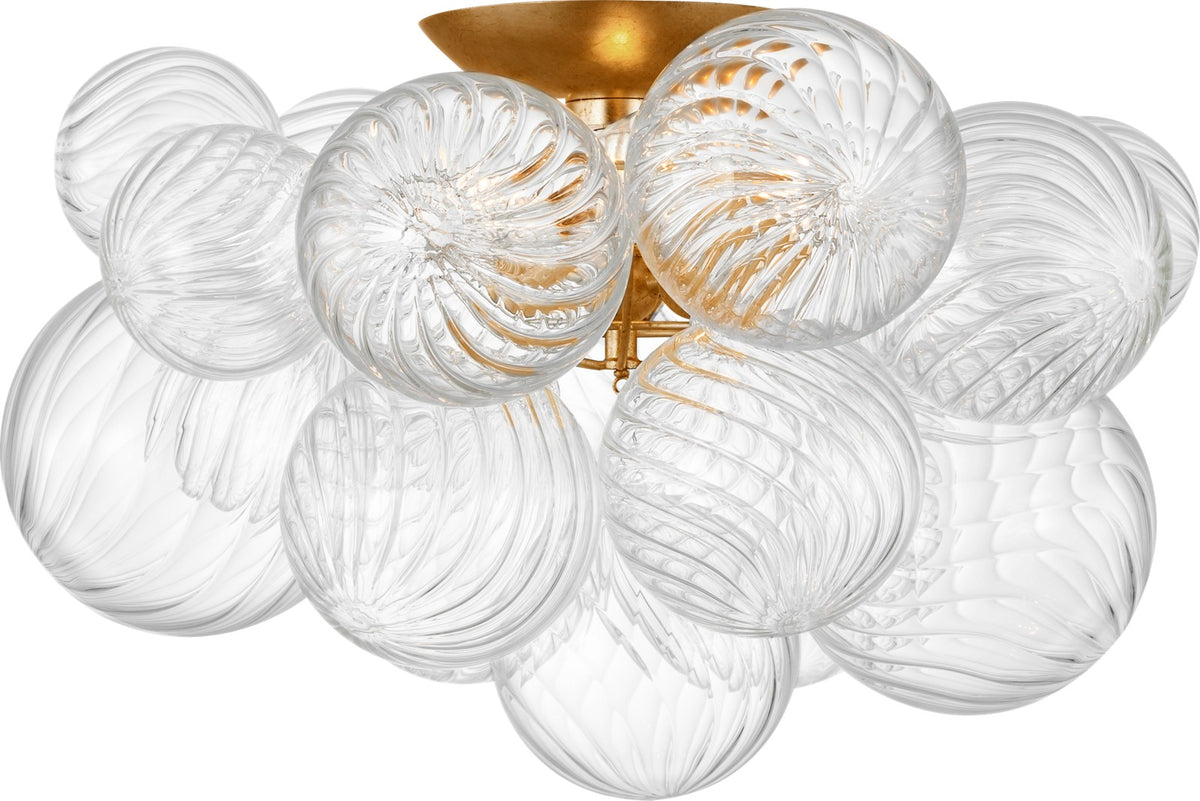 Talia 20" -plafondi — Julie Neill for Visual Comfort & Co. — Gild and Clear Swirled Glass