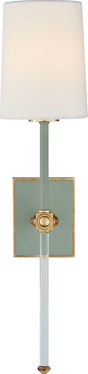 Lucia Wandlamp Medium — Julie Neill for Visual Comfort & Co. — Celadon and Crystal with Linen Shade