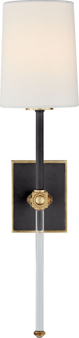 Lucia Wandlamp Medium — Julie Neill for Visual Comfort & Co. — Matte Black and Crystal with Linen Shade