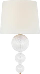 Talia 18" Wandlamp — Julie Neill for Visual Comfort & Co. — Gild and Clear Swirled Glass with Linen Shade