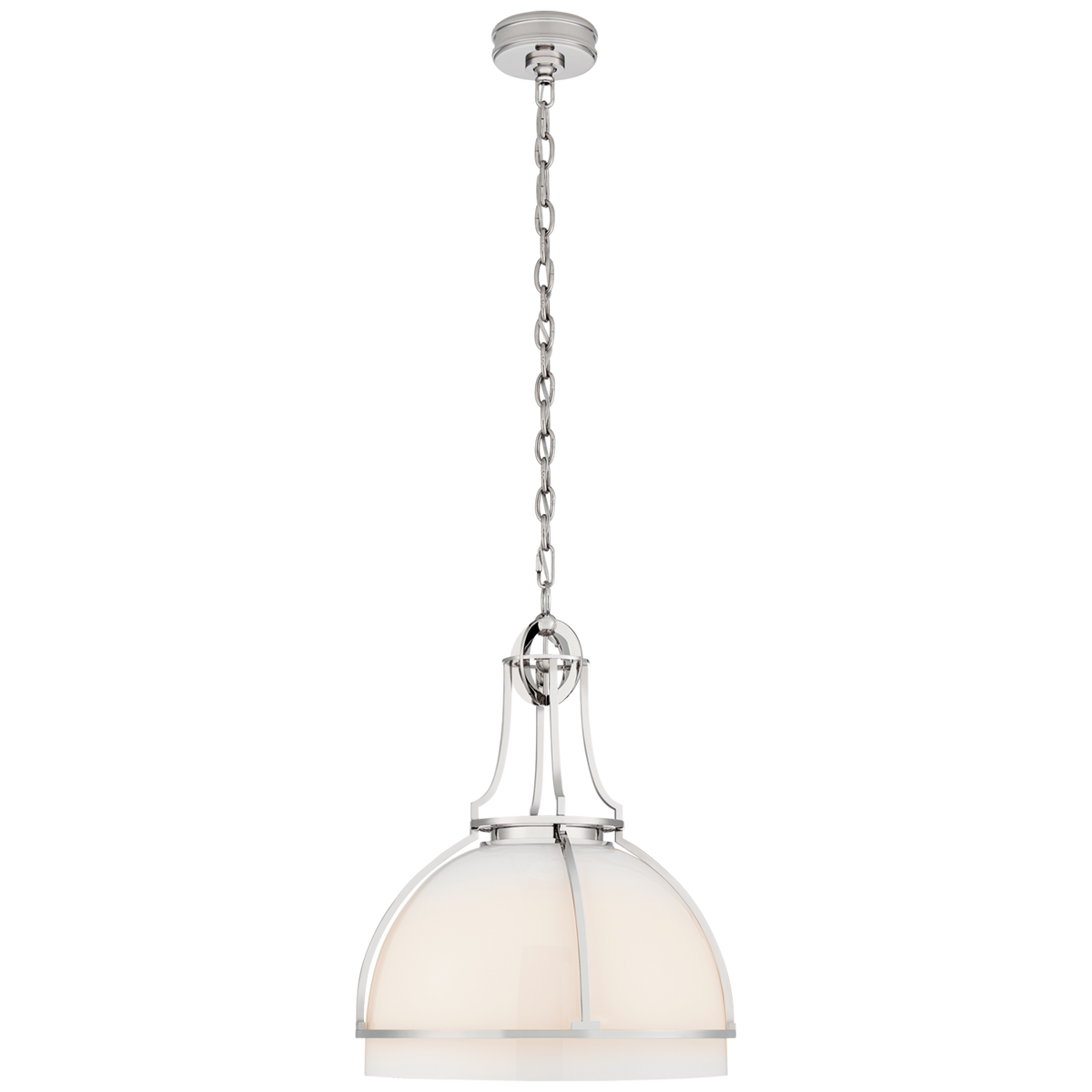 Gracie Takpendel Large – Polished Nickel With White Glass