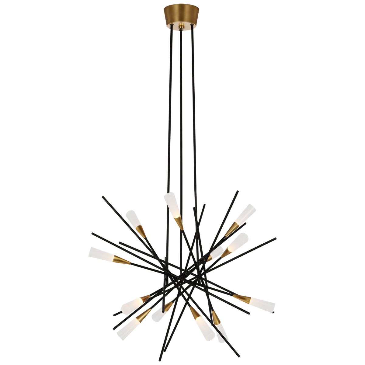 Stellar Ceiling Light – Matte Black And Antique Brass With Frosted Acrylic