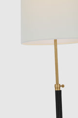 Bryant Wrapped Golvlampa — Thomas O'Brien for Visual Comfort & Co. — Hand-Rubbed Antique Brass and Chocolate Leather with Linen Shade detaljbild
