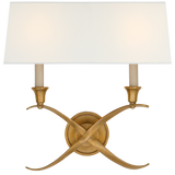 Cross Bouillotte Large Wall Light – Antique Burnished Brass With Linen Shade