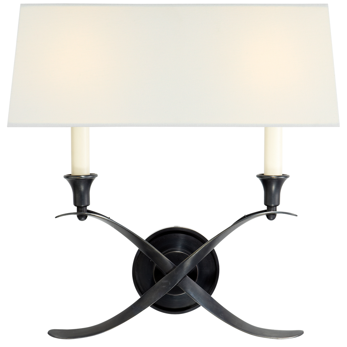 Cross Bouillotte Large Wall Light – Bronze With Linen Shade