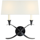 Cross Bouillotte Large Wall Light – Bronze With Linen Shade