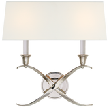 Cross Bouillotte Large Wall Light – Polished Nickel With Linen Shade