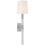 Reagan Wall Light Medium – Polished Nickel And Crystal With Linen Shade
