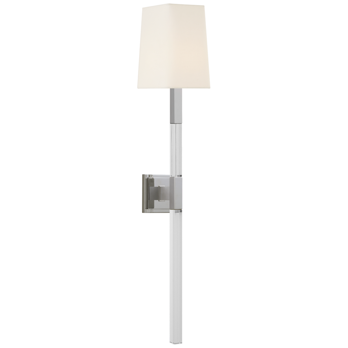 Reagan Vägglampa Large – Polished Nickel And Crystal With Linen Shade
