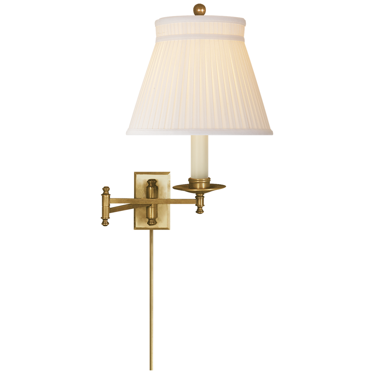 Dorchester Wandlamp – Antique-Burnished Brass With Silk Crown Shade