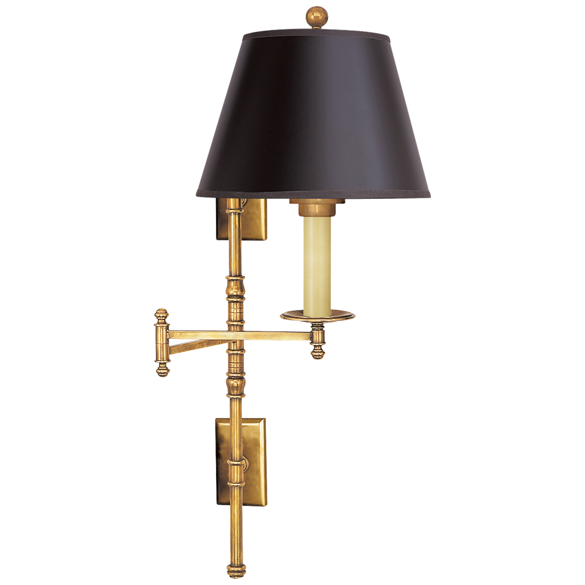 Dorchester Wandlamp – Antique-Burnished Brass With Black Paper Shade
