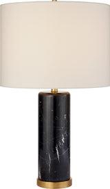 Cliff-pöytävalaisin — AERIN for Visual Comfort & Co. — Black Marble with Linen Shade