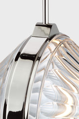 Copper Coast 15" Olive Cut Takpendel — Waterford for Visual Comfort & Co. — Polished Nickel with Olive Cut Clear Crystal detaljbild