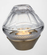Copper Coast 5" Rechargeable Bordslampa — Waterford for Visual Comfort & Co. — Natural Brass with Clear Crystal detaljbild